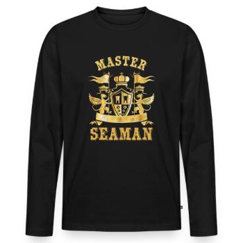 Master Seaman Naval Navy Merchant Ship - Men's Premium Organic Long Sleeve Shirt - black - Front - Nico (187cm)