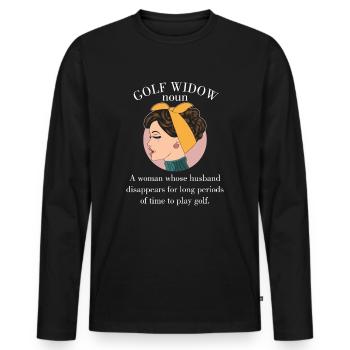 Frau Ehemann Golfer lustiges Geschenk Golf Witwe Nomen - Männer Premium Bio Langarmshirt - Schwarz - Vorne - Nico (187cm)