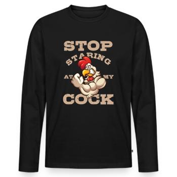 Chicken Hen Poultry Farmers Animal Lovers Gift - Men's Premium Organic Long Sleeve Shirt - black - Front - Nico (187cm)