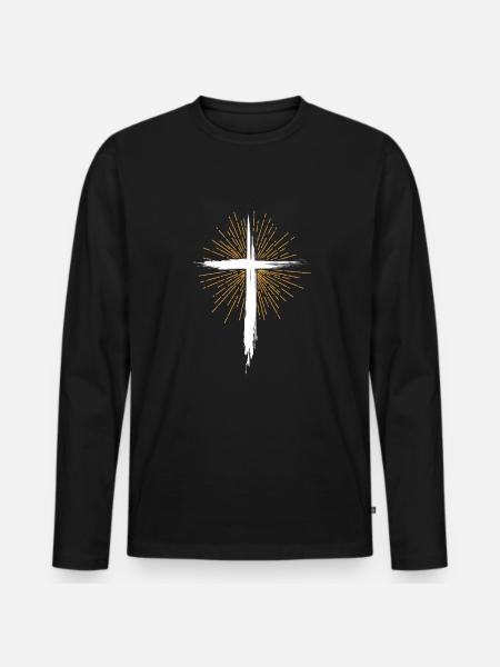 Gud Predikant Jesus Kristen Tro Kristendom - Premium økologisk langermet T-skjorte for menn - svart