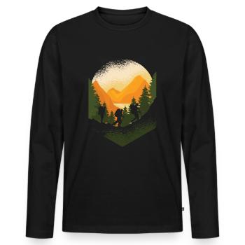 Camping Voyage Randonneurs Alpinisme Backpacker - T-shirt manches longues Premium bio Homme - noir - Devant - Nico (187cm)