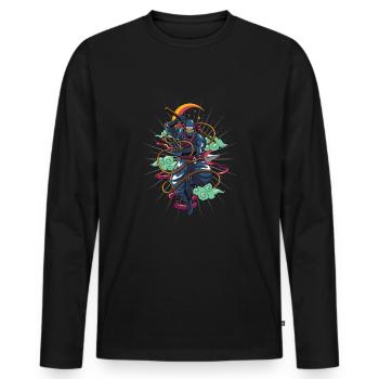 Ninja Manga Anime Cadeau Fans De Manga Japonais - T-shirt manches longues Premium bio Homme - noir - Devant - Nico (187cm)