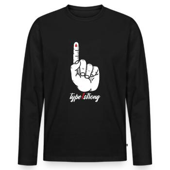 Typ 1 Starke Blutgruppe Finger Blut Geschenk - Männer Premium Bio Langarmshirt - Schwarz - Vorne - Nico (187cm)