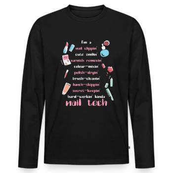 Nail Tech Esthéticienne Ongles Nail Tech Cadeau - T-shirt manches longues Premium bio Homme - noir - Devant - Nico (187cm)