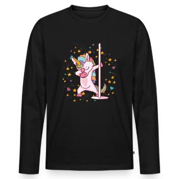 Stangentanz-Einhorn-niedliches lustiges Stangentanz-Geschenk - Männer Premium Bio Langarmshirt - Schwarz - Vorne - Nico (187cm)