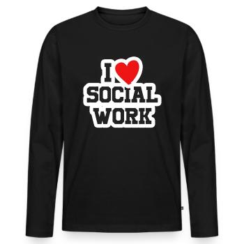 Ich liebe Sozialarbeits-Sozialarbeiter-Liberal-Geschenk - Männer Premium Bio Langarmshirt - Schwarz - Vorne - Nico (187cm)