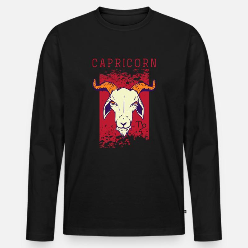 Steinbock-Geburts-Zeichen-Astrologie-Horoskop - Männer Premium Bio Langarmshirt - Schwarz