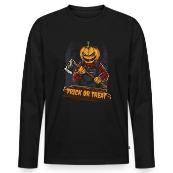 Trick Or Treat Freaky Halloween Pumpkin Gift - Men's Premium Organic Long Sleeve Shirt - black - Front - Nico (187cm)