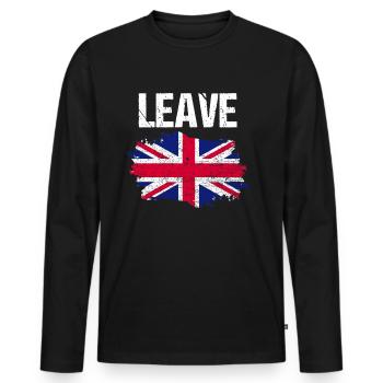 Leave British UK Brexit Europe Politics Exit Gift - Men's Premium Organic Long Sleeve Shirt - black - Front - Nico (187cm)