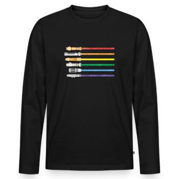 Lightsaber Rainbow Gay Pride Lesbian LGBT - Men's Premium Organic Long Sleeve Shirt - black - Front - Nico (187cm)
