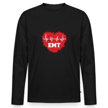 EMT Heartbeat EMS Emergency Paramedic Doctor - Men's Premium Organic Long Sleeve Shirt - black - Front - Nico (187cm)