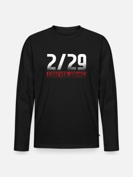 2 29 Forever Young 29. februar Gave - Premium økologisk langærmet T-shirt til mænd - sort