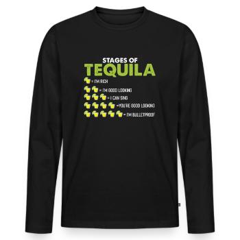 Stufen von Tequila Lustiges Tequila-Trinkergeschenk - Männer Premium Bio Langarmshirt - Schwarz - Vorne - Nico (187cm)