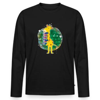 Giraffe Holding Books I Love Books - Men's Premium Organic Long Sleeve Shirt - black - Front - Nico (187cm)