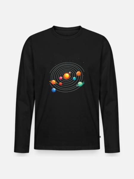 Sonnensystem Ich liebe meinen Planeten - Männer Premium Bio Langarmshirt - Schwarz