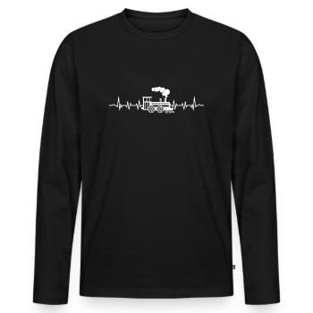 Train Heartbeat Locomotive Cadeau de conducteur de train - T-shirt manches longues Premium bio Homme - noir - Devant - Nico (187cm)