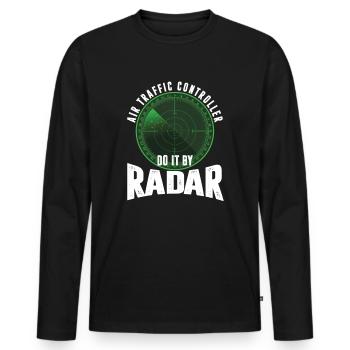 Air Traffic Controller radar Vintage - Men's Premium Organic Long Sleeve Shirt - black - Front - Nico (187cm)