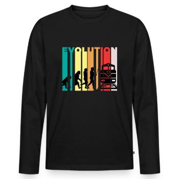 Évolution du cadeau du conducteur de train - T-shirt manches longues Premium bio Homme - noir - Devant - Nico (187cm)