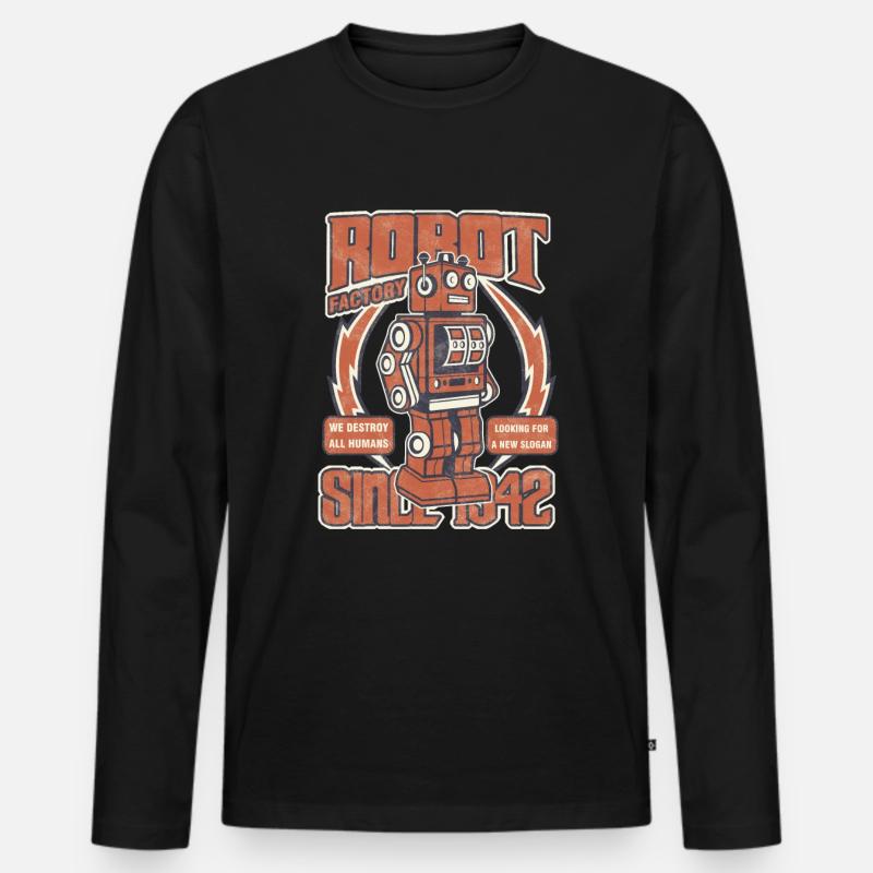 Roboterfabrik Roboter Technologie Geschenk - Männer Premium Bio Langarmshirt - Schwarz