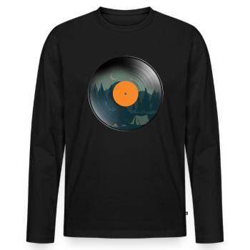 Vinyl Natur Camping Retro Phonograph Rekord - Männer Premium Bio Langarmshirt - Schwarz - Vorne - Nico (187cm)