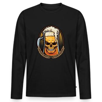 Mug de bière Skull Mousse de bière Brassage Cadeau amateur de bière - T-shirt manches longues Premium bio Homme - noir - Devant - Nico (187cm)