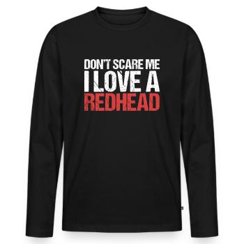 Ich liebe einen Rotschopf Rothaar Ingwer Rotschopf - Männer Premium Bio Langarmshirt - Schwarz - Vorne - Nico (187cm)