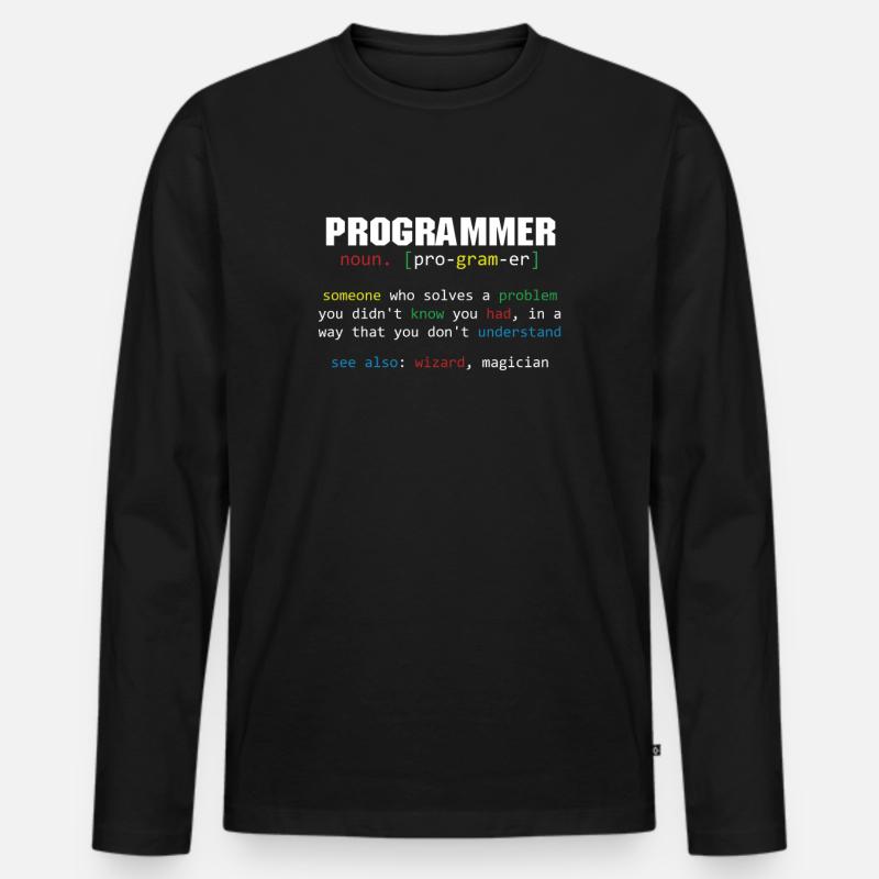 Programmer Definition Coder Programming Coding - Men's Premium Organic Long Sleeve Shirt - black