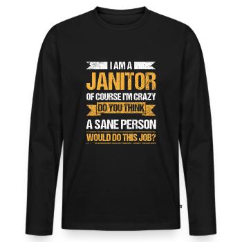 Service de nettoyage - T-shirt manches longues Premium bio Homme - noir - Devant - Nico (187cm)