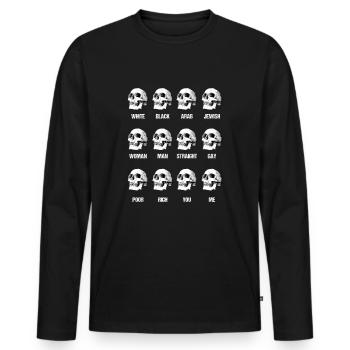 Schädel Skelett Anti rassistische Gleichheit LGBT Homosexuell Geschenk - Männer Premium Bio Langarmshirt - Schwarz - Vorne - Nico (187cm)