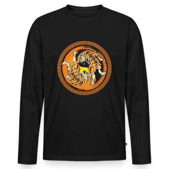 Tigre Yin Yang Harmony Méditation Chine Yoga Cadeau - T-shirt manches longues Premium bio Homme - noir - Devant - Nico (187cm)