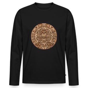 Maya-Kalender Inka-Azteken-Kultur-Zivilisation - Männer Premium Bio Langarmshirt - Schwarz - Vorne - Nico (187cm)