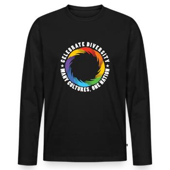 Célébrer la diversité De nombreuses cultures Nation Anti - T-shirt manches longues Premium bio Homme - noir - Devant - Nico (187cm)