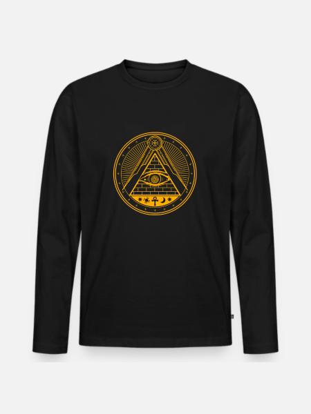 Illuminati Conspiracy Triangle Masonic All Seeing - Premium økologisk langærmet T-shirt til mænd - sort