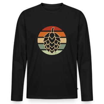 Beer Malt Hops Vintage Retro Brewing Amateur de bière - T-shirt manches longues Premium bio Homme - noir - Devant - Nico (187cm)