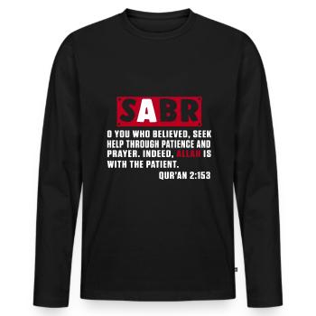 Sabr Islam Muslim Allah Mosquée Coran Religion Cadeau - T-shirt manches longues Premium bio Homme - noir - Devant - Nico (187cm)