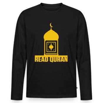 Lire Mosquée coranique Islam Musulman Allah Religion Cadeau - T-shirt manches longues Premium bio Homme - noir - Devant - Nico (187cm)