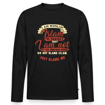 L’Islam est parfait cadeau de coran de mosquée d’Allah musulman - T-shirt manches longues Premium bio Homme - noir - Devant - Nico (187cm)