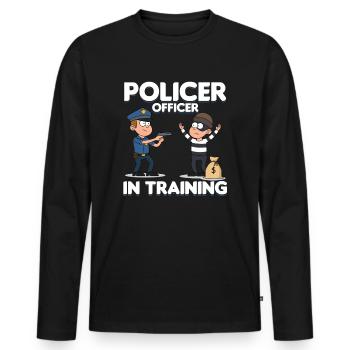 Polizist in Ausbildung Polizist Cop Geschenk - Männer Premium Bio Langarmshirt - Schwarz - Vorne - Nico (187cm)