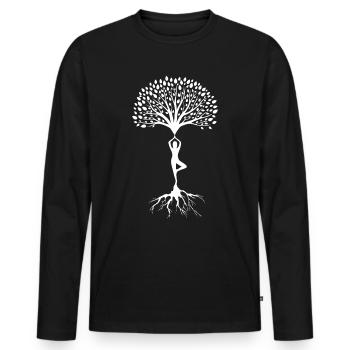 Yoga Baum Zen Nirvana Asana Meditation Buddhismus - Männer Premium Bio Langarmshirt - Schwarz - Vorne - Nico (187cm)