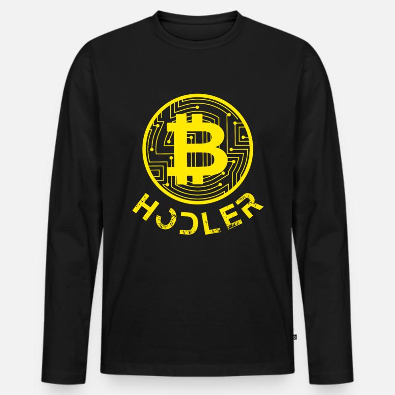 Bitcoin Hodler Crypto BTC Kryptowährung Geschenk - Männer Premium Bio Langarmshirt - Schwarz