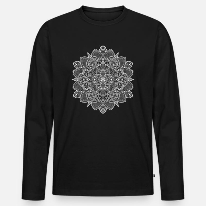 Mandala (weiß) - Männer Premium Bio Langarmshirt - Schwarz