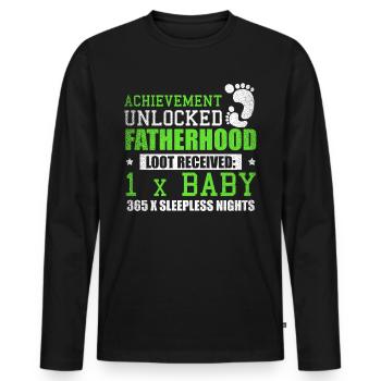 Fatherhood Baby Sleepless Nights Gift - Men's Premium Organic Long Sleeve Shirt - black - Front - Nico (187cm)