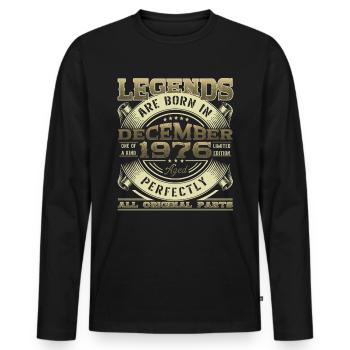 Décembre Né 1976 46ème anniversaire Legend Man - T-shirt manches longues Premium bio Homme - noir - Devant - Nico (187cm)