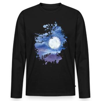Mond - Männer Premium Bio Langarmshirt - Schwarz - Vorne - Nico (187cm)