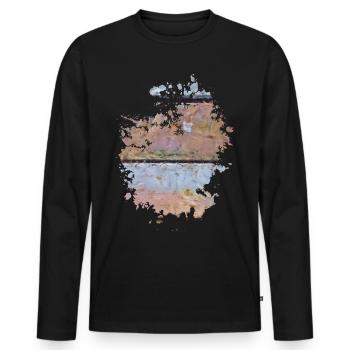 Holz - Männer Premium Bio Langarmshirt - Schwarz - Vorne - Nico (187cm)