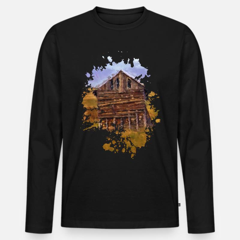 Scheune - Männer Premium Bio Langarmshirt - Schwarz