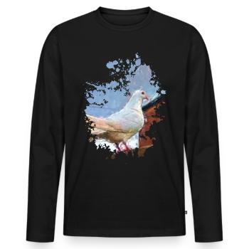 Taube - Männer Premium Bio Langarmshirt - Schwarz - Vorne - Nico (187cm)