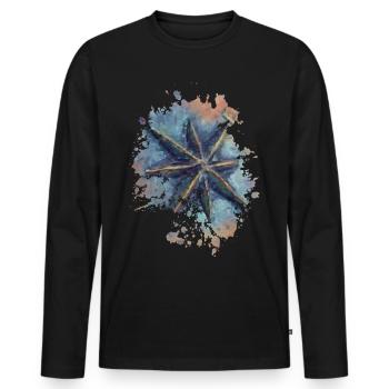 Kompass - Männer Premium Bio Langarmshirt - Schwarz - Vorne - Nico (187cm)