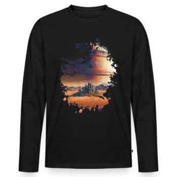 Planet - Männer Premium Bio Langarmshirt - Schwarz - Vorne - Nico (187cm)