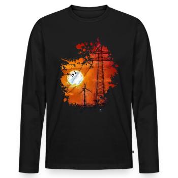 Sonnenuntergang - Männer Premium Bio Langarmshirt - Schwarz - Vorne - Nico (187cm)